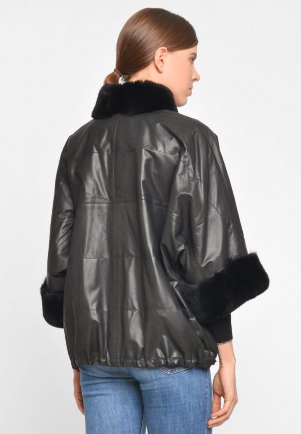 Купить Демисезонная куртка из натуральной кожи с отделкой из орилага