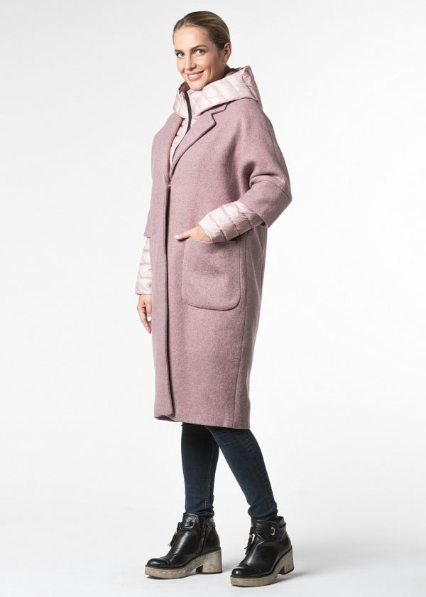 Комплект стеганого пальто с био наполнителем и пальто из шерсти